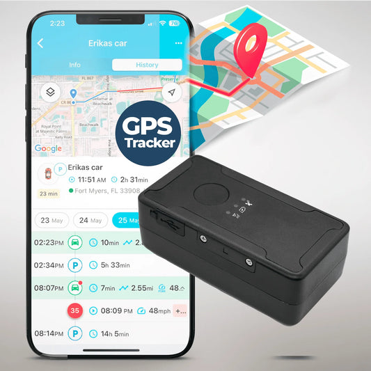 Small GPS Tracker for Vehicles, Love Ones, 4 Week Battery Life, Splash-Proof, Hidden GPS Trackers for Kids, Seniors, Spouses and Luggage