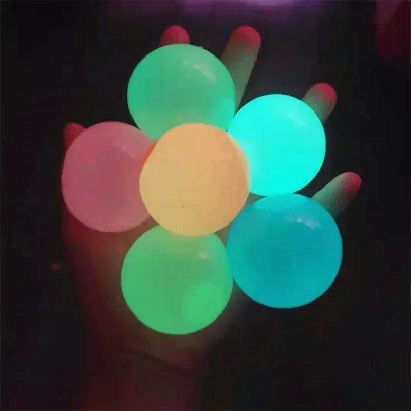 1/10Pcs Luminous Balls High Bounce Glow in the Dark Ball Sticky Wall Home Stress Relieve Toy Decompression Squeeze Toys Party