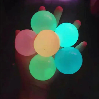 1/10Pcs Luminous Balls High Bounce Glow in the Dark Ball Sticky Wall Home Stress Relieve Toy Decompression Squeeze Toys Party