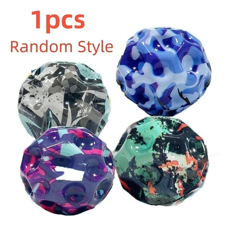 Camouflage Elastic Ball Compact Anti-fall Ergonomic Design Moon Shape Porous Bouncy Ball Kids Indoor And Outdoor Stress Reliever