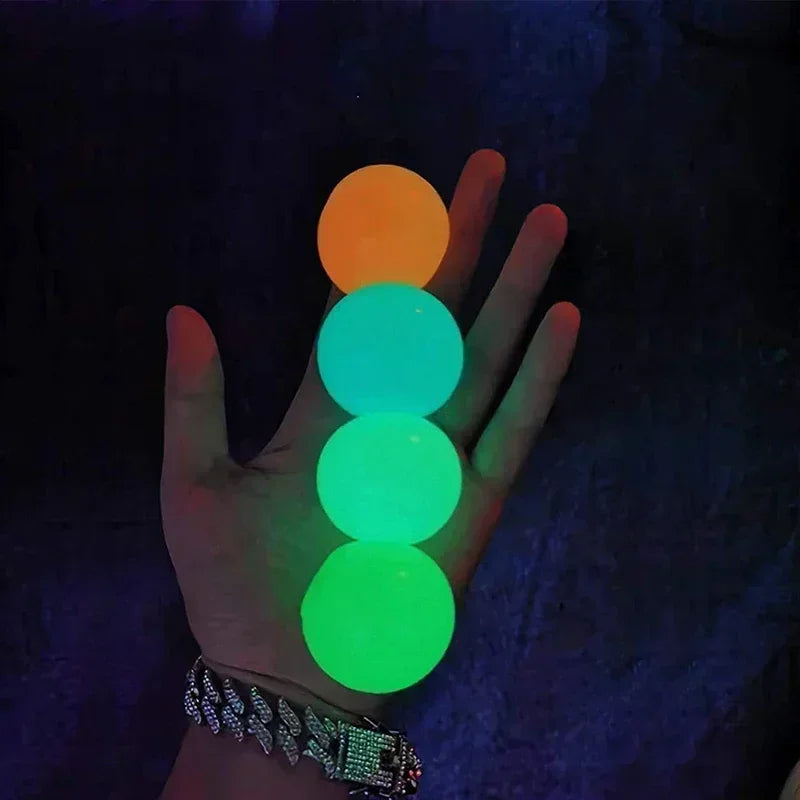 1/10Pcs Luminous Balls High Bounce Glow in the Dark Ball Sticky Wall Home Stress Relieve Toy Decompression Squeeze Toys Party