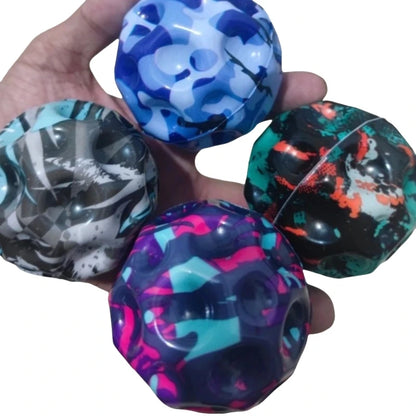 Camouflage Elastic Ball Compact Anti-fall Ergonomic Design Moon Shape Porous Bouncy Ball Kids Indoor And Outdoor Stress Reliever